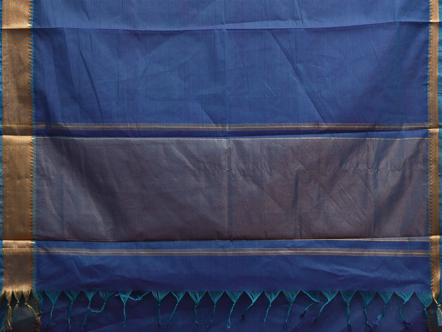 Blue Mangalgiri Cotton Handloom Saree with Strips Design and Small Temple Border No Blouse mn0087