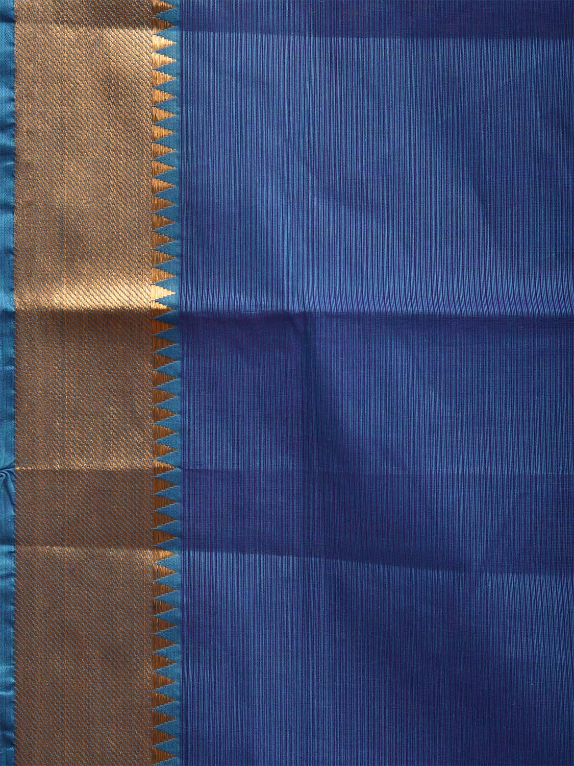 Blue Mangalgiri Cotton Handloom Saree with Strips Design and Small Temple Border No Blouse mn0087