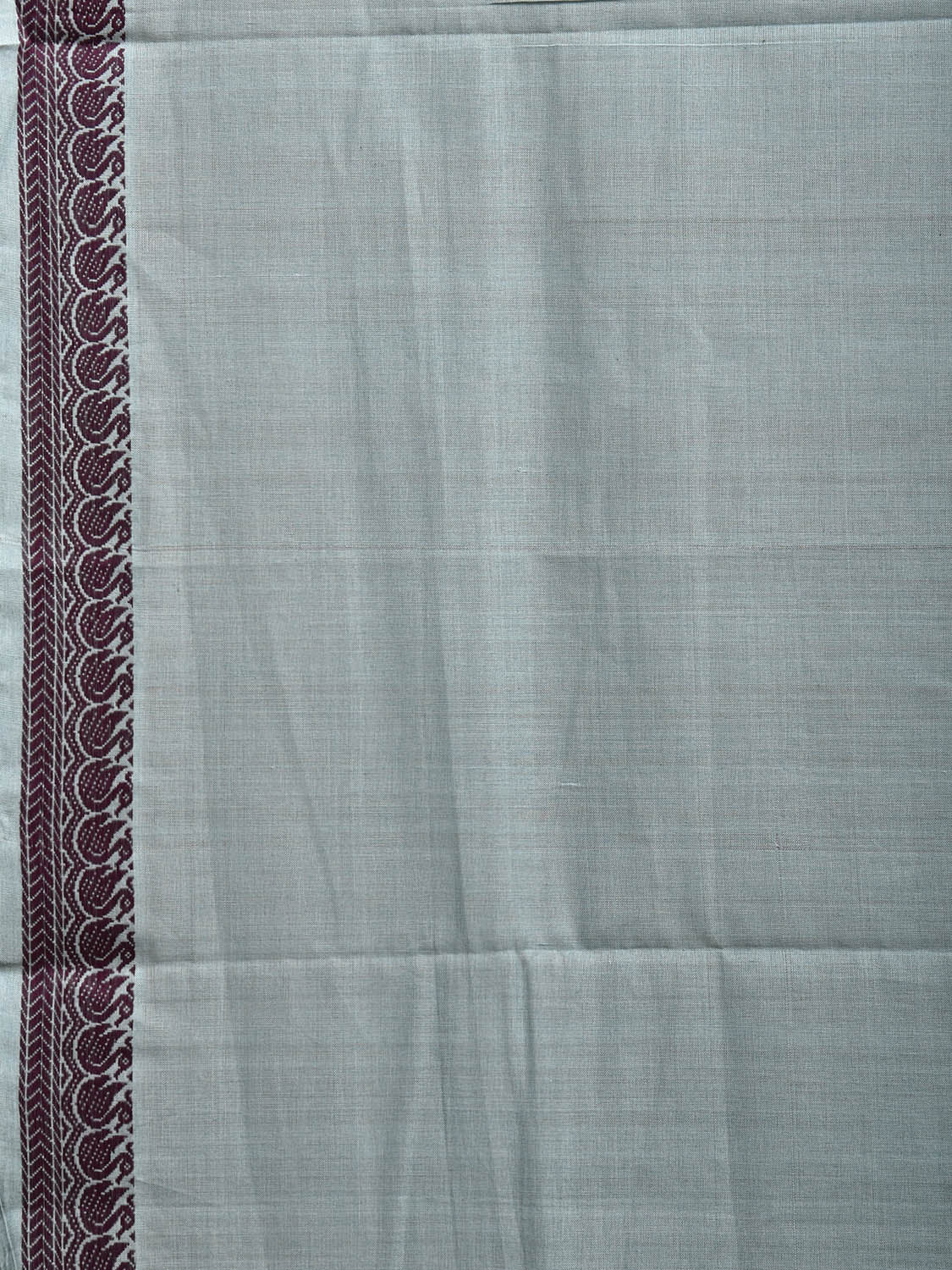 Light Grey Mangalgiri Cotton Plain Saree with Border and Strips Pallu Design mn0095