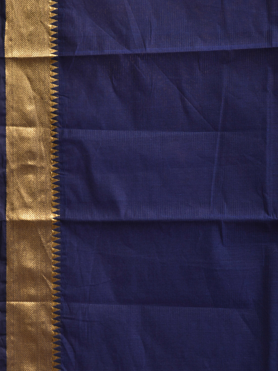 Dark Blue Mangalgiri Cotton Handloom Saree with Strips and Small Temple Border Design No Blouse mn0120