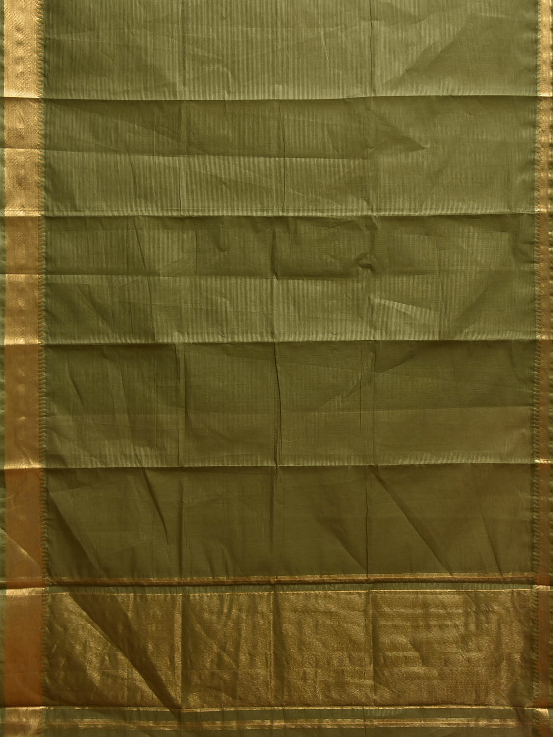 Light Green Mangalgiri Cotton Handloom Saree with Strips and Small Temple Border Design No Blouse mn0122