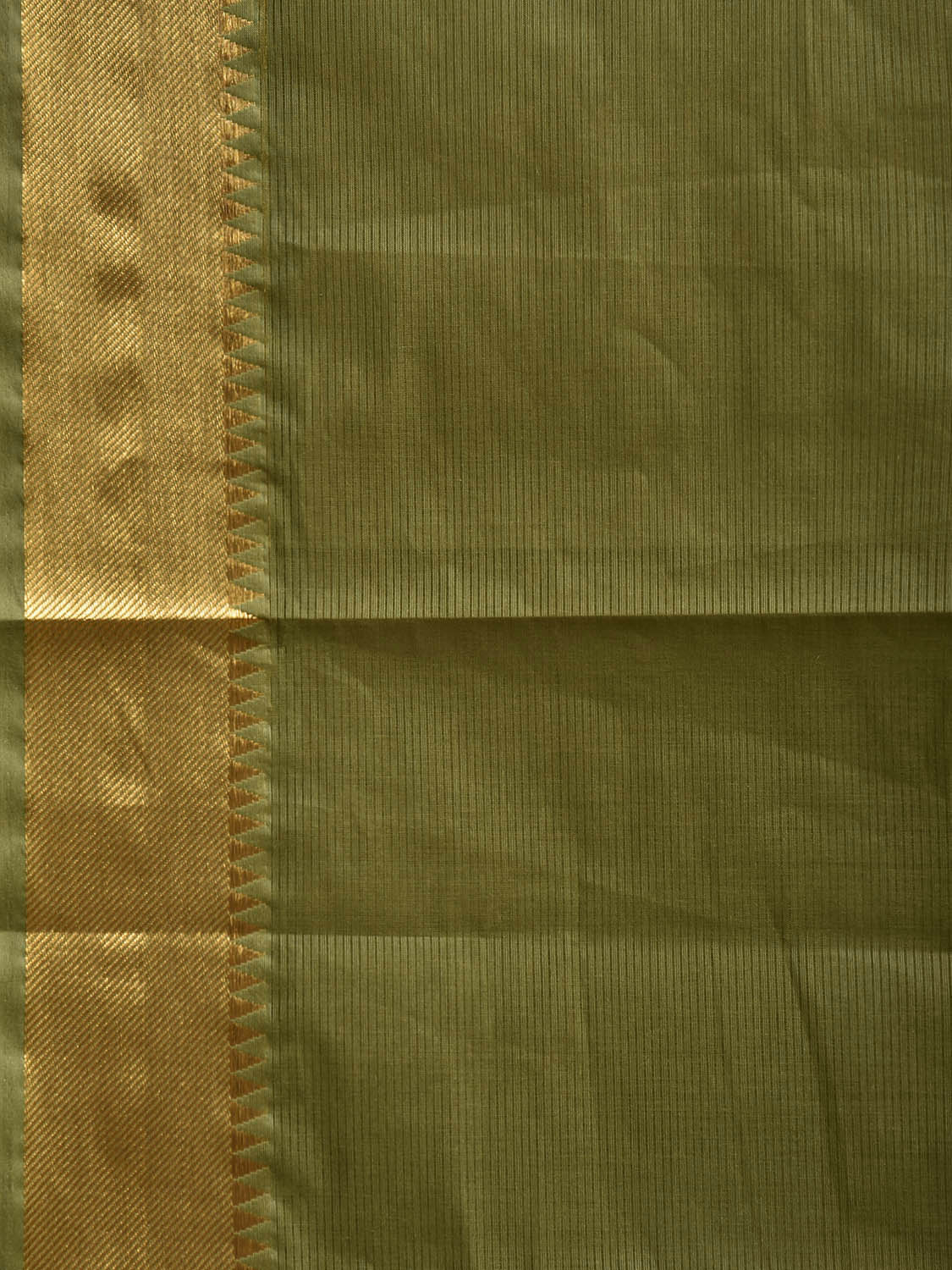 Light Green Mangalgiri Cotton Handloom Saree with Strips and Small Temple Border Design No Blouse mn0122