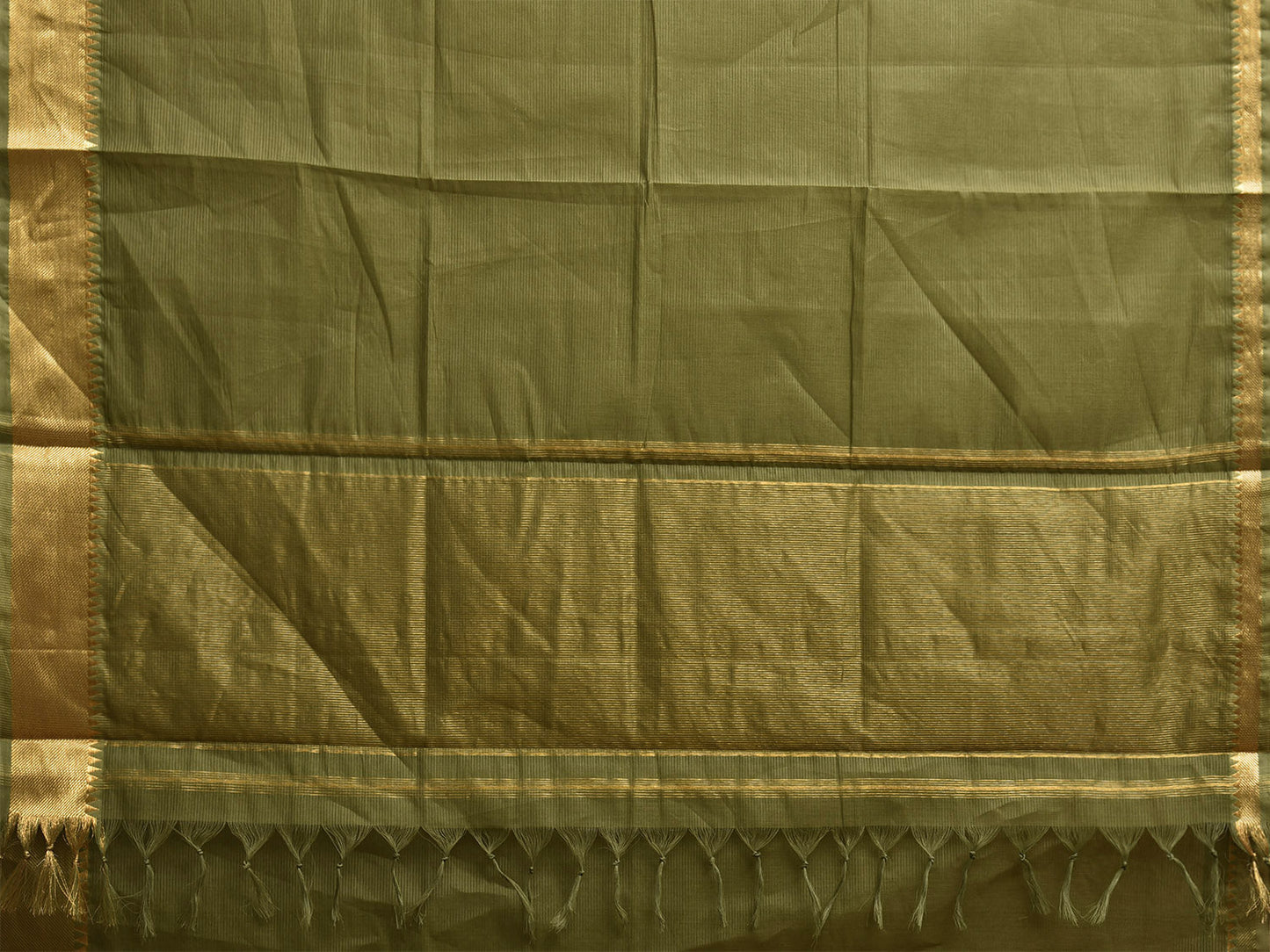 Light Green Mangalgiri Cotton Handloom Saree with Strips and Small Temple Border Design No Blouse mn0122
