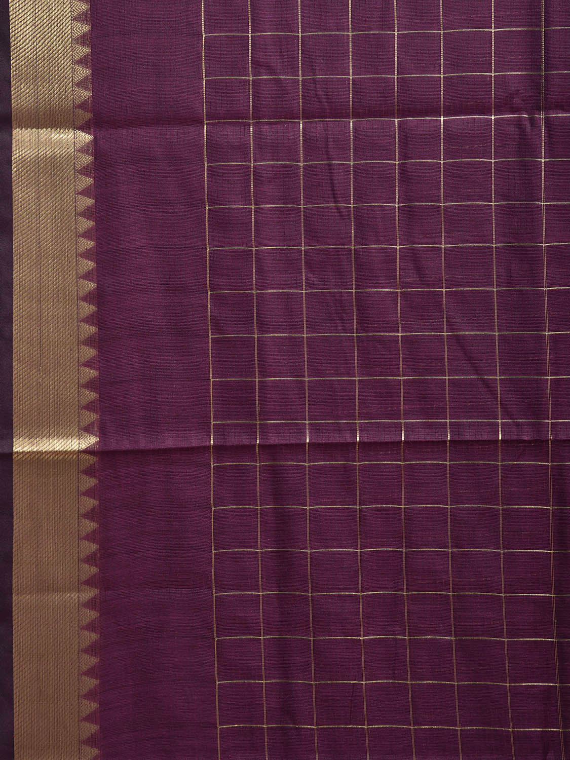 Purple Mangalgiri Cotton Handloom Saree with Checks Design mn0124