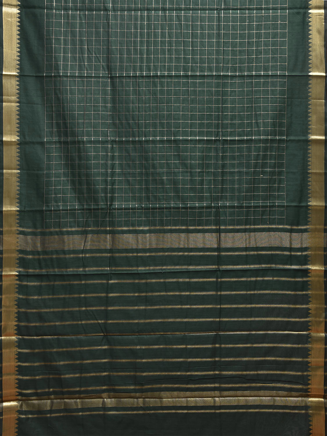 Green Mangalgiri Cotton Handloom Saree with Checks Design mn0125