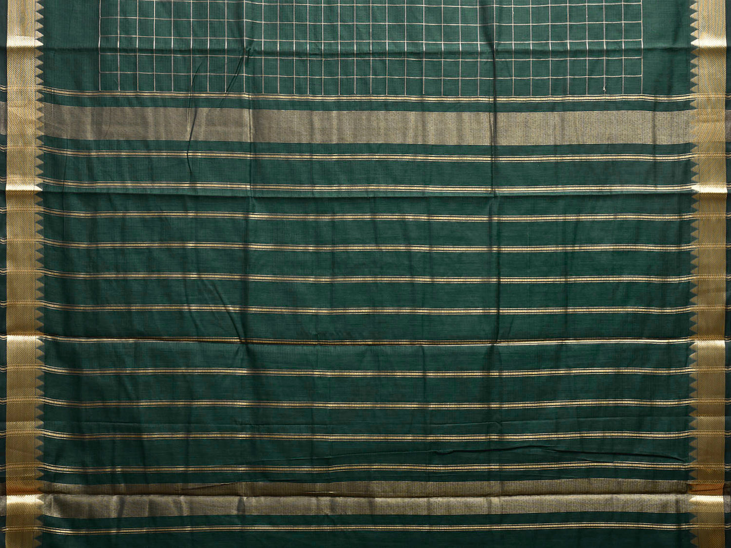 Green Mangalgiri Cotton Handloom Saree with Checks Design mn0125