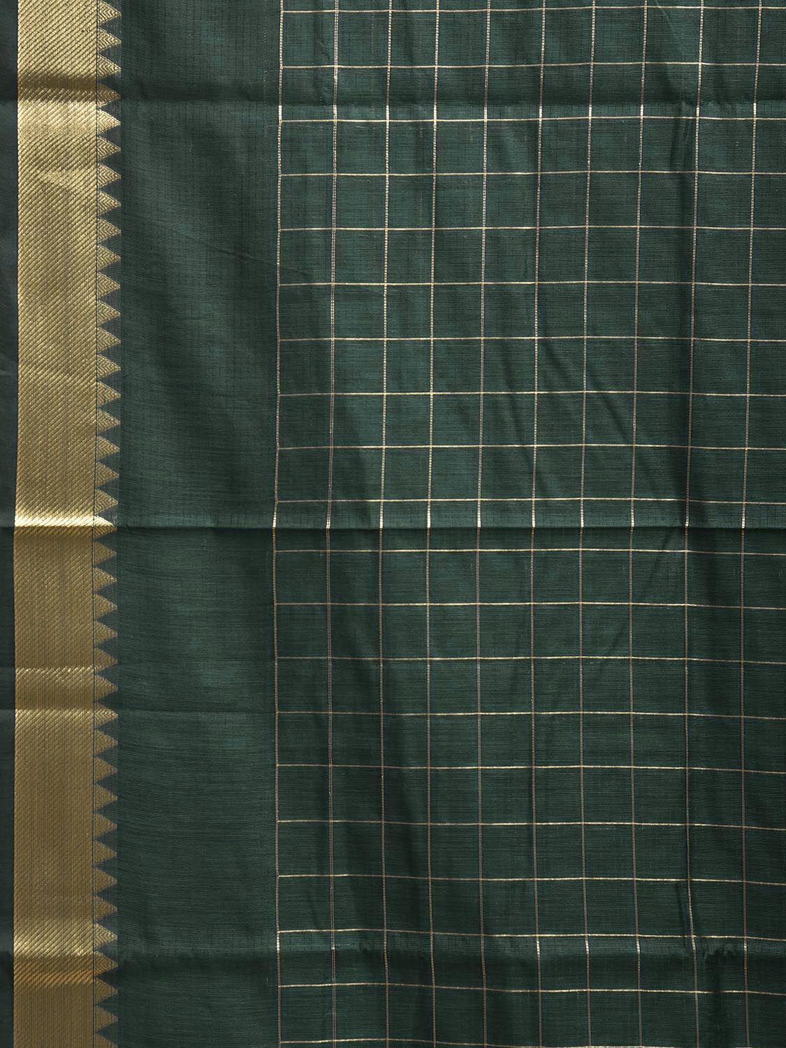 Green Mangalgiri Cotton Handloom Saree with Checks Design mn0125