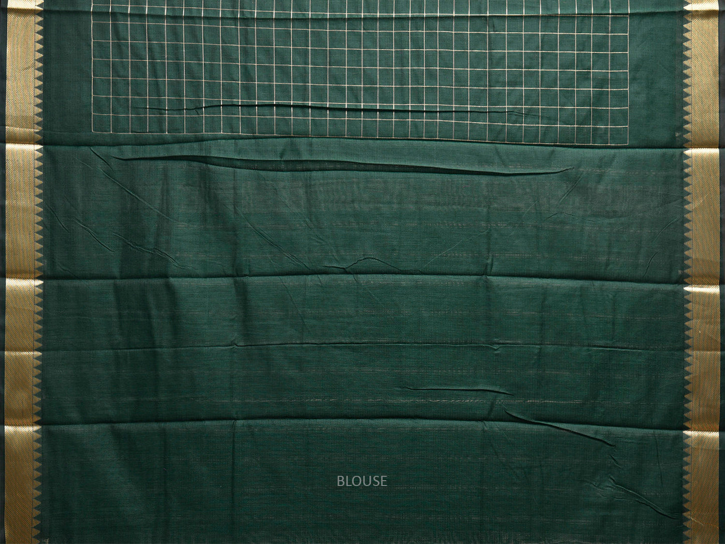 Green Mangalgiri Cotton Handloom Saree with Checks Design mn0125