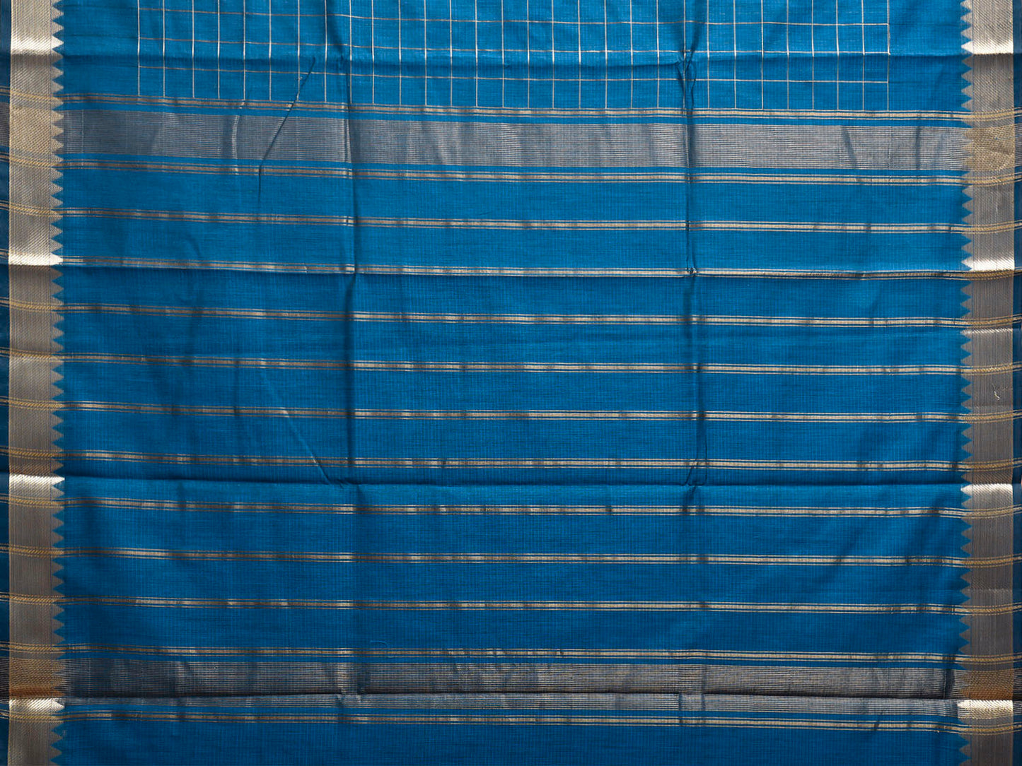 Blue Mangalgiri Cotton Handloom Saree with Checks Design mn0126