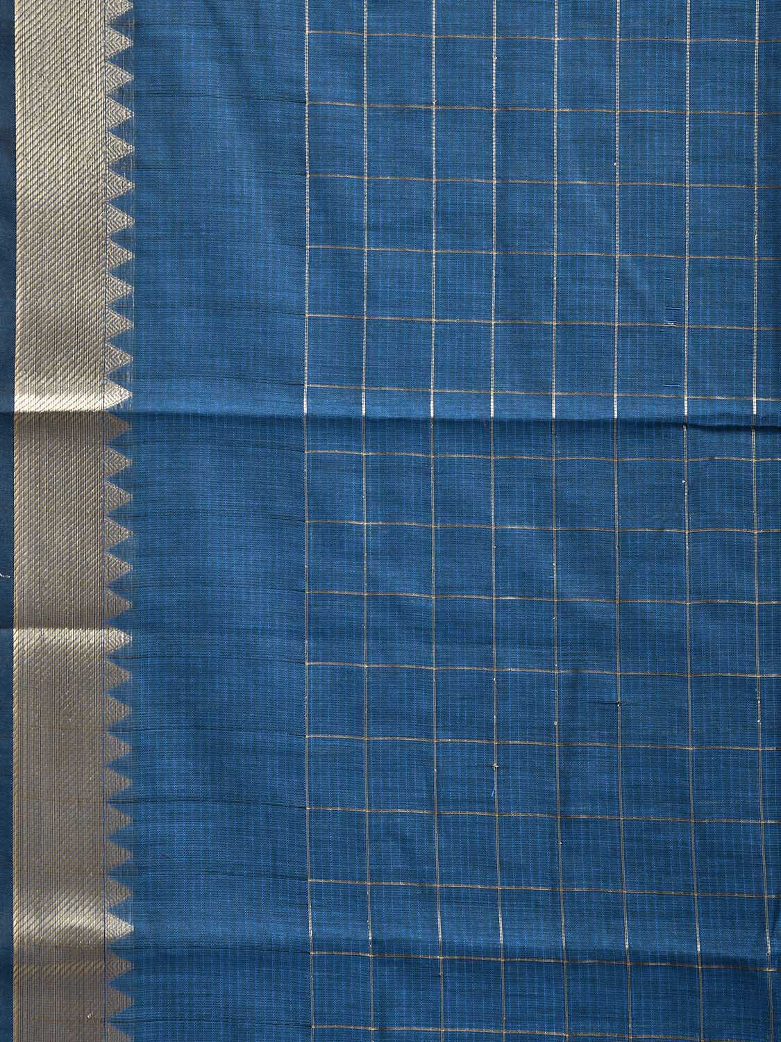 Blue Mangalgiri Cotton Handloom Saree with Checks Design mn0126