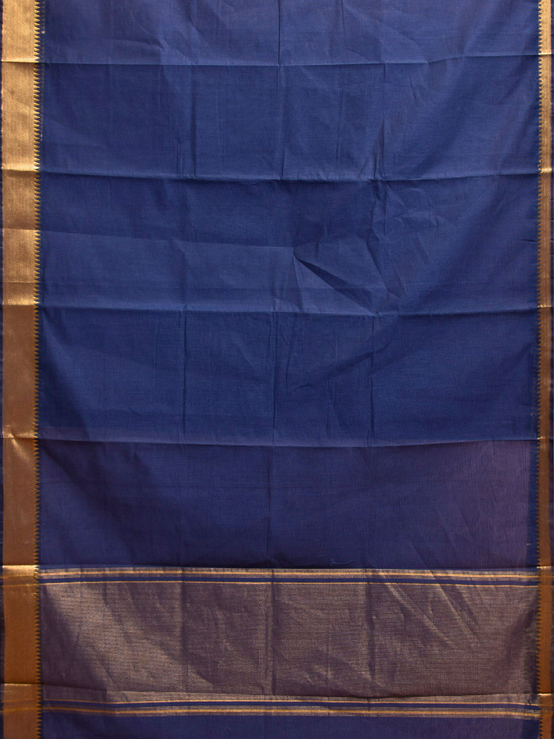 Dark Blue Mangalgiri Cotton Handloom Saree with Strips Design No Blouse mn0134