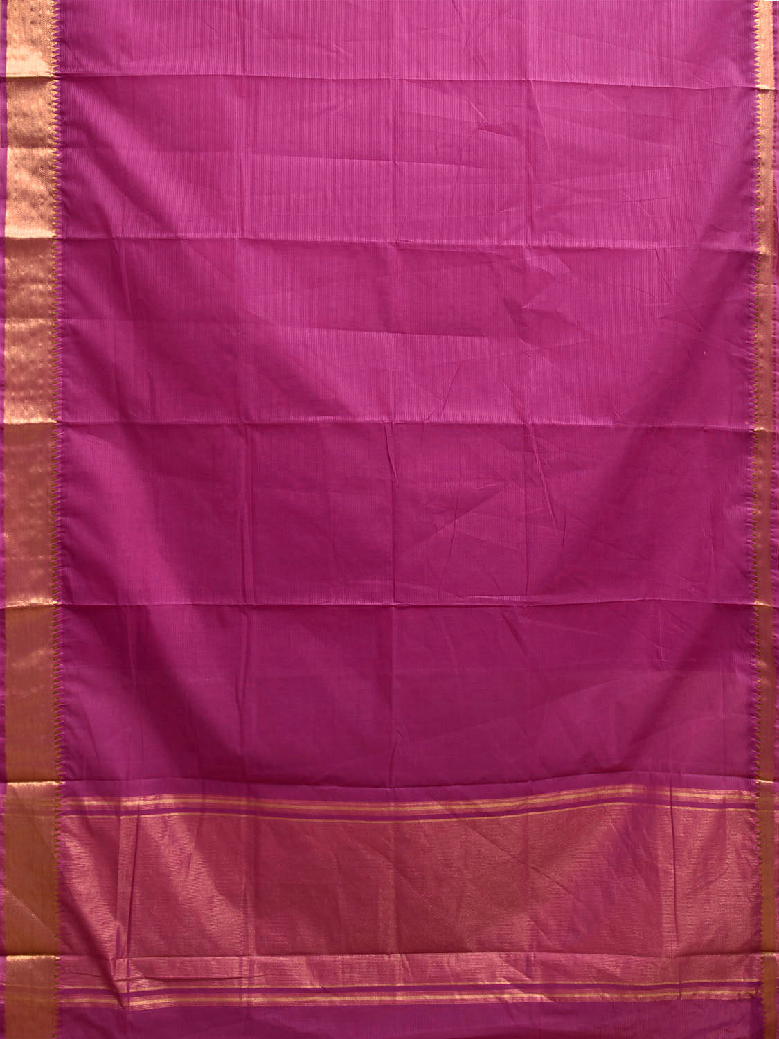 Magenta Mangalgiri Cotton Handloom Saree with Strips Pallu Design No Blouse mn0135