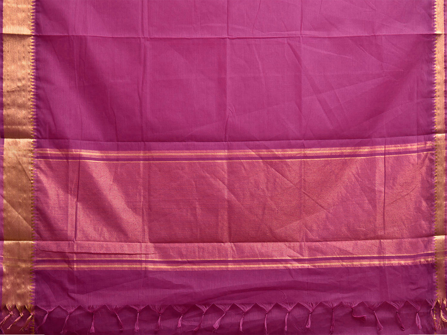 Magenta Mangalgiri Cotton Handloom Saree with Strips Pallu Design No Blouse mn0135