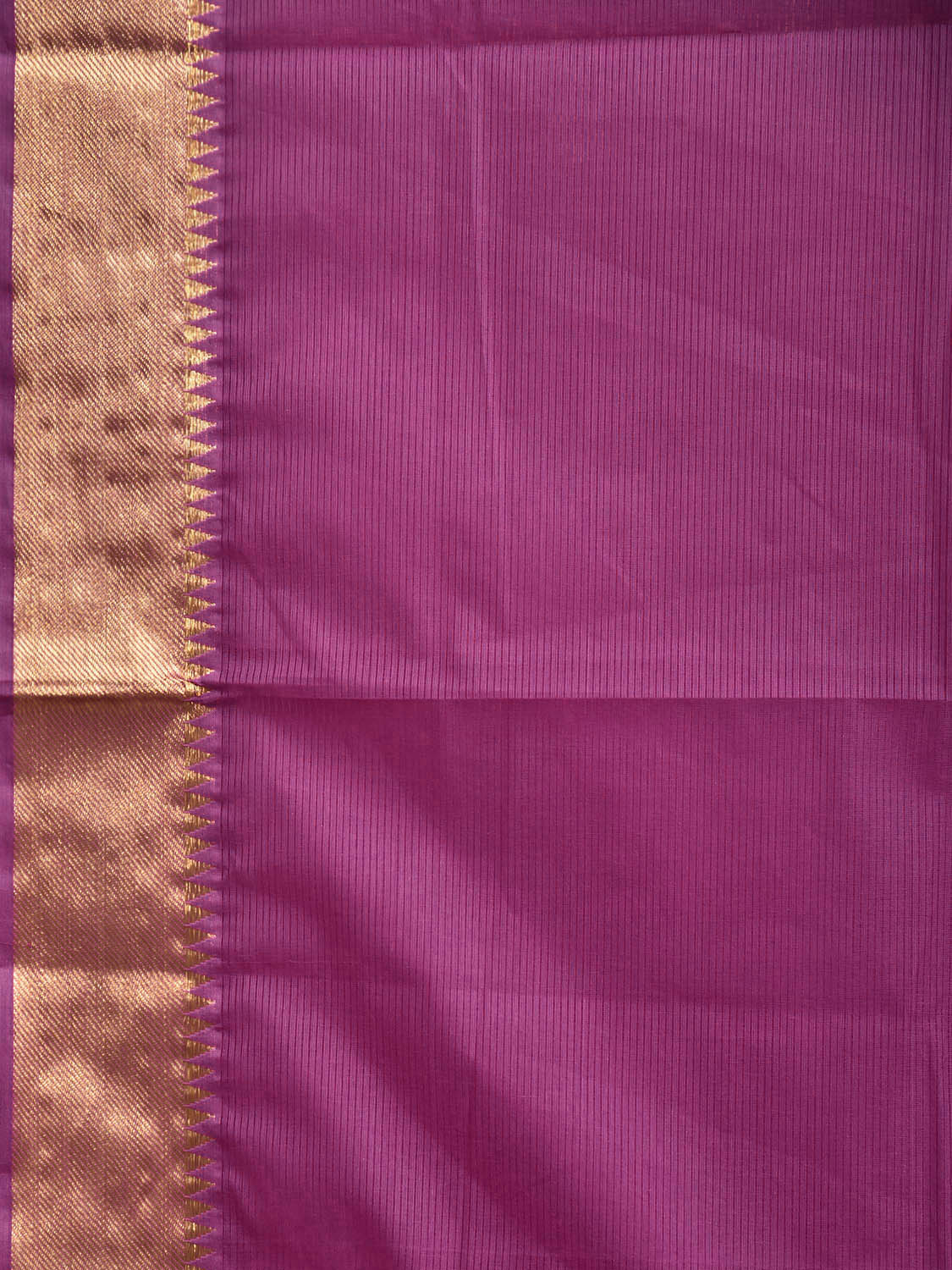 Magenta Mangalgiri Cotton Handloom Saree with Strips Pallu Design No Blouse mn0135