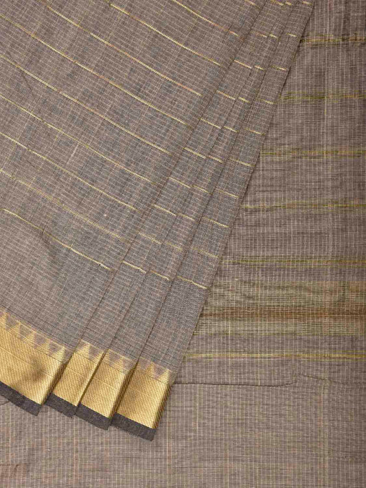 Grey Mangalgiri Cotton Viscose Saree with Checks Design mn0138