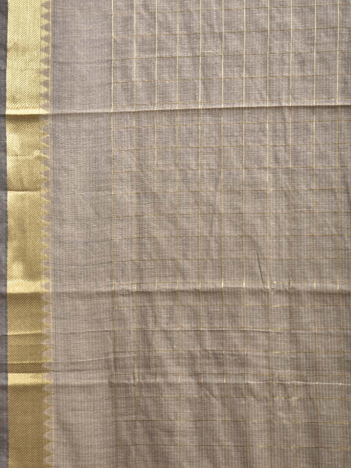 Grey Mangalgiri Cotton Viscose Saree with Checks Design mn0138