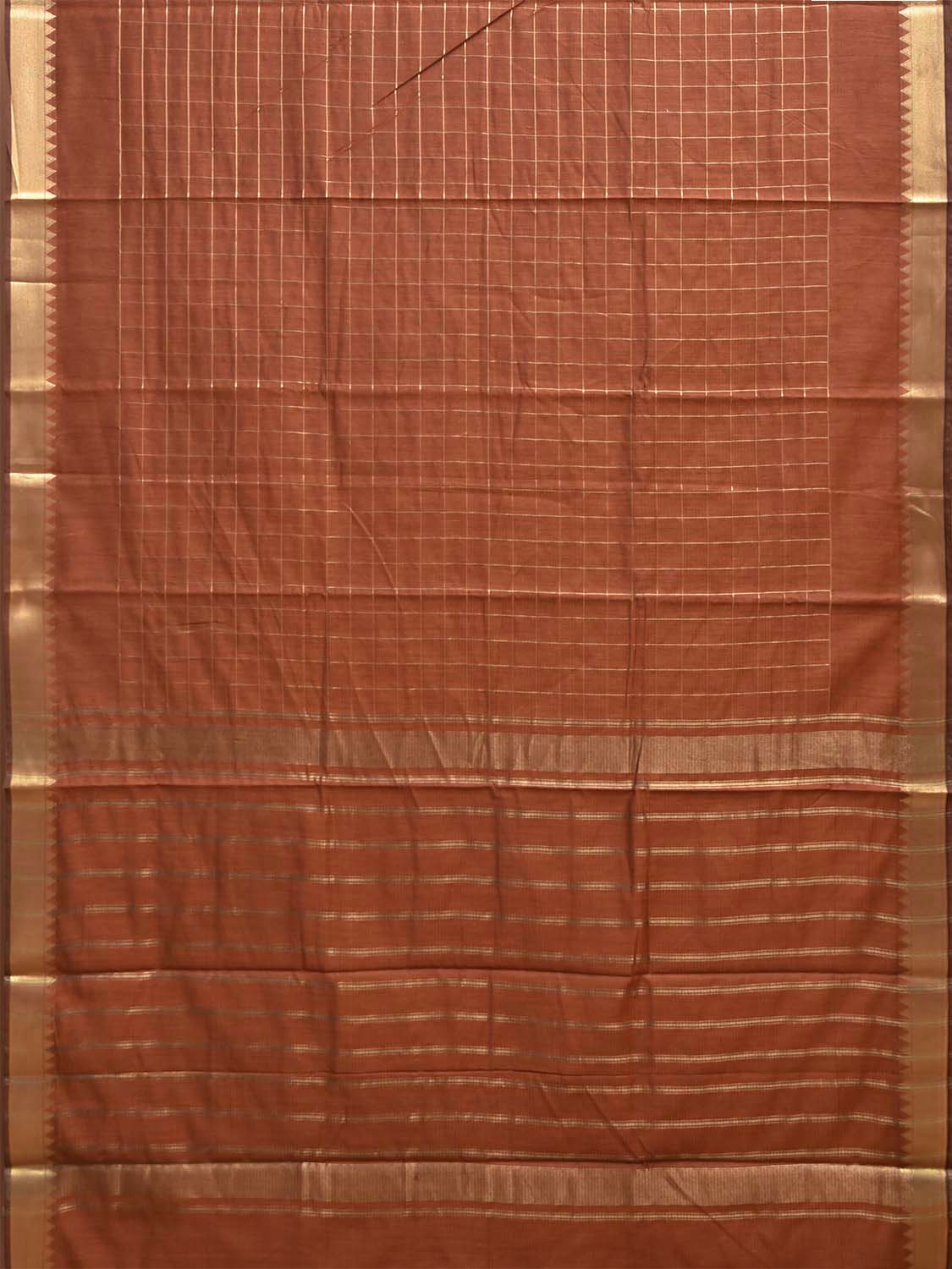 Rust Mangalgiri Cotton Viscose Saree with Big Checks Design mn0140