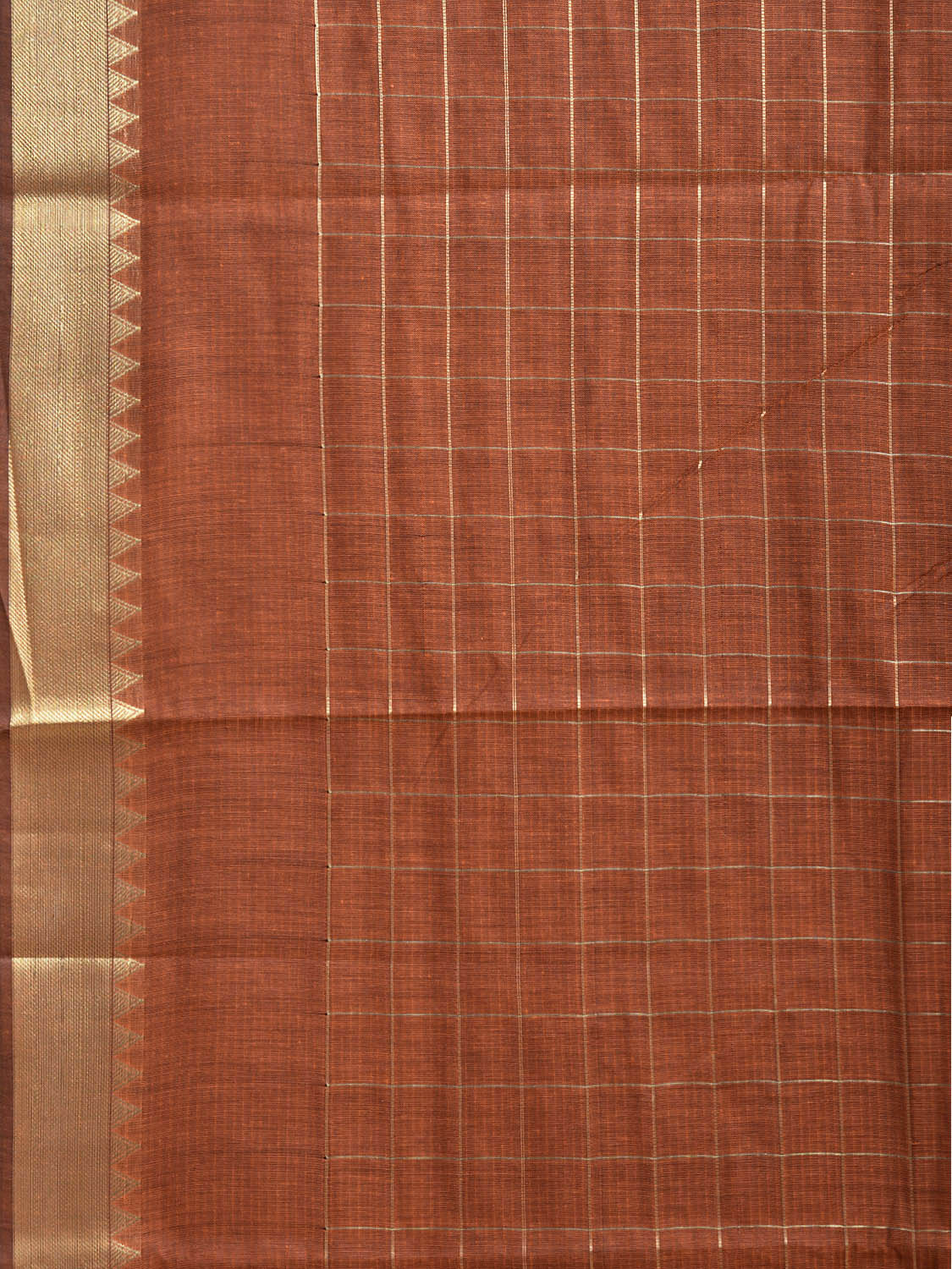 Rust Mangalgiri Cotton Viscose Saree with Big Checks Design mn0140