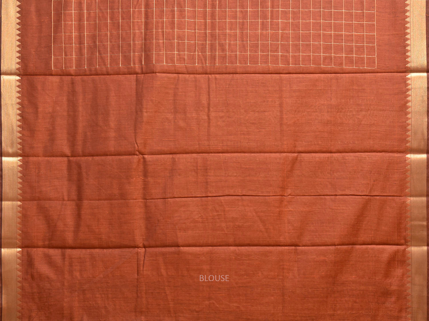 Rust Mangalgiri Cotton Viscose Saree with Big Checks Design mn0140