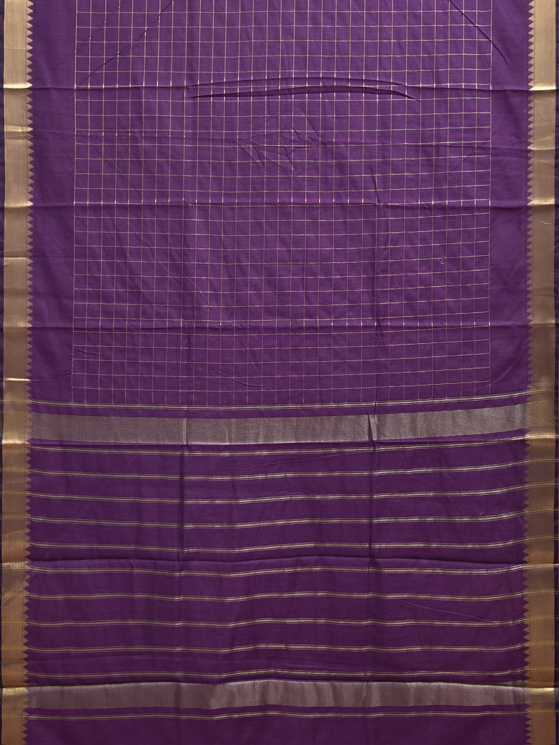 Purple Mangalgiri Cotton Viscose Saree with Big Checks Design mn0143