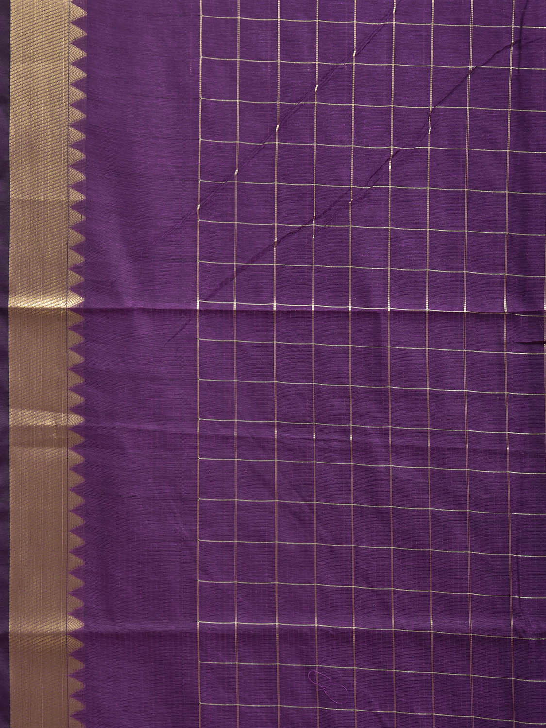 Purple Mangalgiri Cotton Viscose Saree with Big Checks Design mn0143