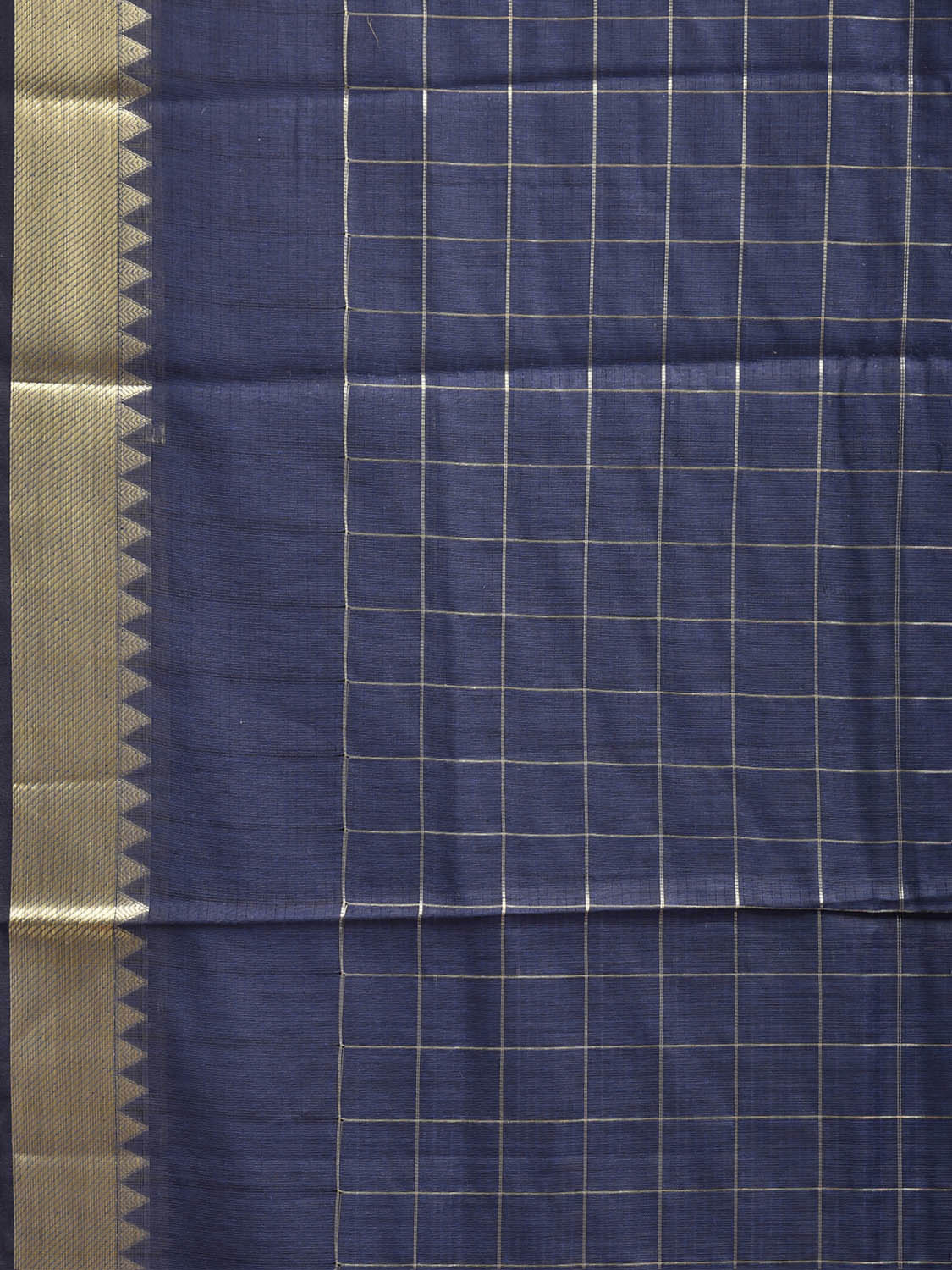 Navy Mangalgiri Cotton Viscose Saree with Checks Design mn0146