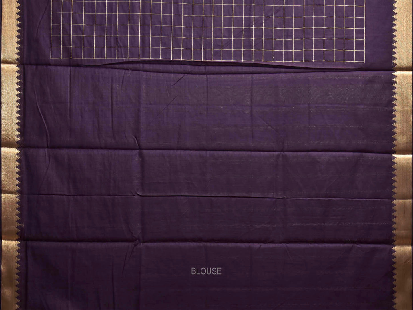Dark Purple Mangalgiri Cotton Viscose Saree with Big Checks Design mn0149