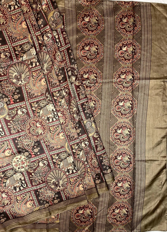 Multi Colour Digital Printed Satin Silk Saree with Birds and Floral Design pr0077ap