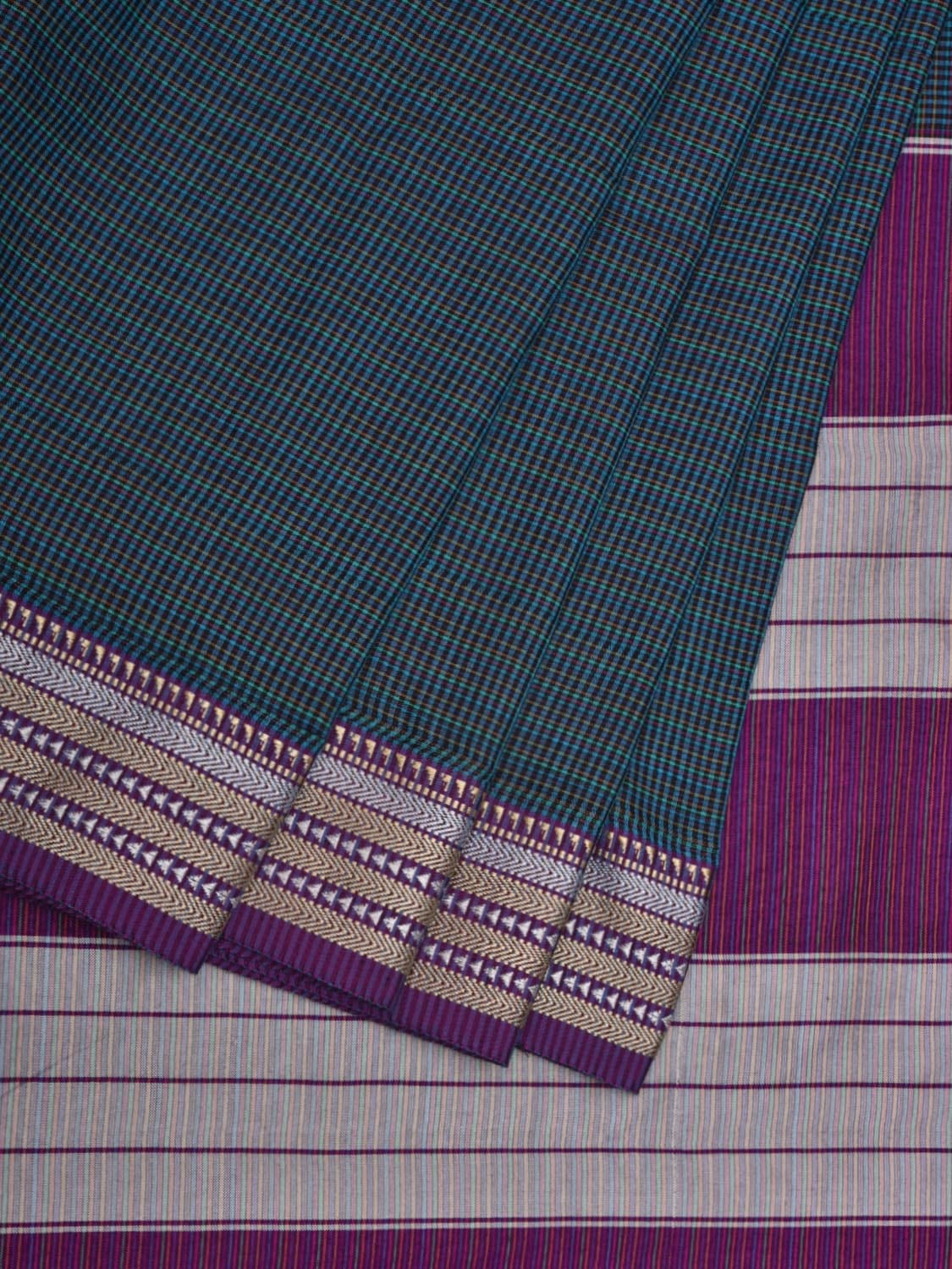 Multicolor Bamboo Cotton Saree with Checks Design bc0040