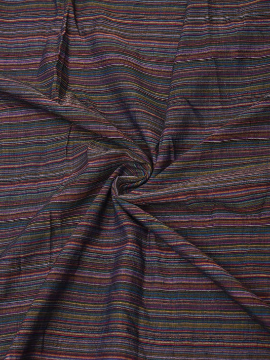 Multicolor Cotton Handloom 2.5mts Fabric With Strips Design f0180