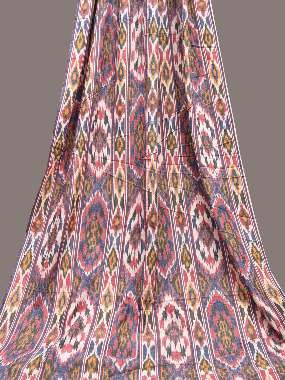 Multicolor Ikat Cotton Handloom 2.5mts Fabric with Uzbekistan Pattern Design f0259