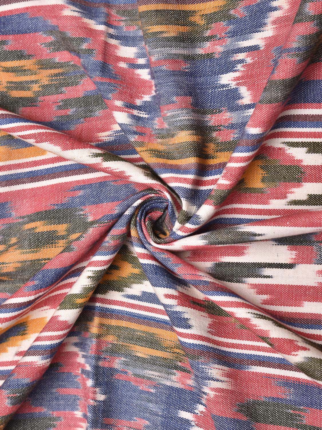 Multicolor Ikat Cotton Handloom 2.5mts Fabric with Uzbekistan Pattern Design f0259