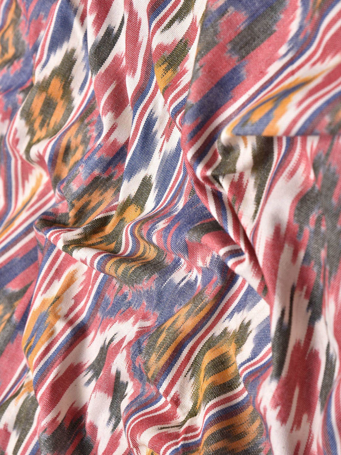 Multicolor Ikat Cotton Handloom 2.5mts Fabric with Uzbekistan Pattern Design f0259