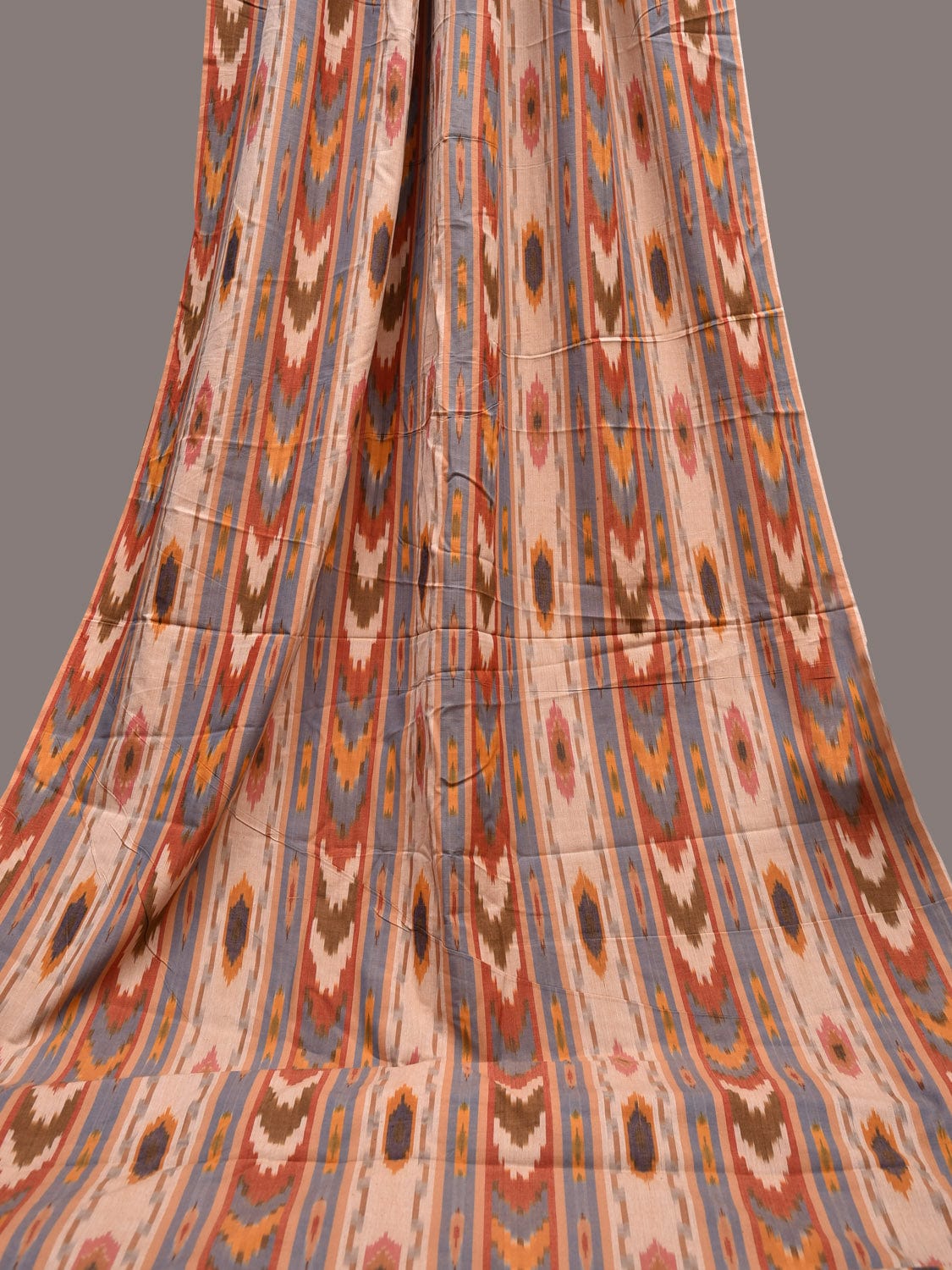 Multicolor Ikat Cotton Handloom 2.5mts Fabric with Uzbekistan Pattern Design f0261