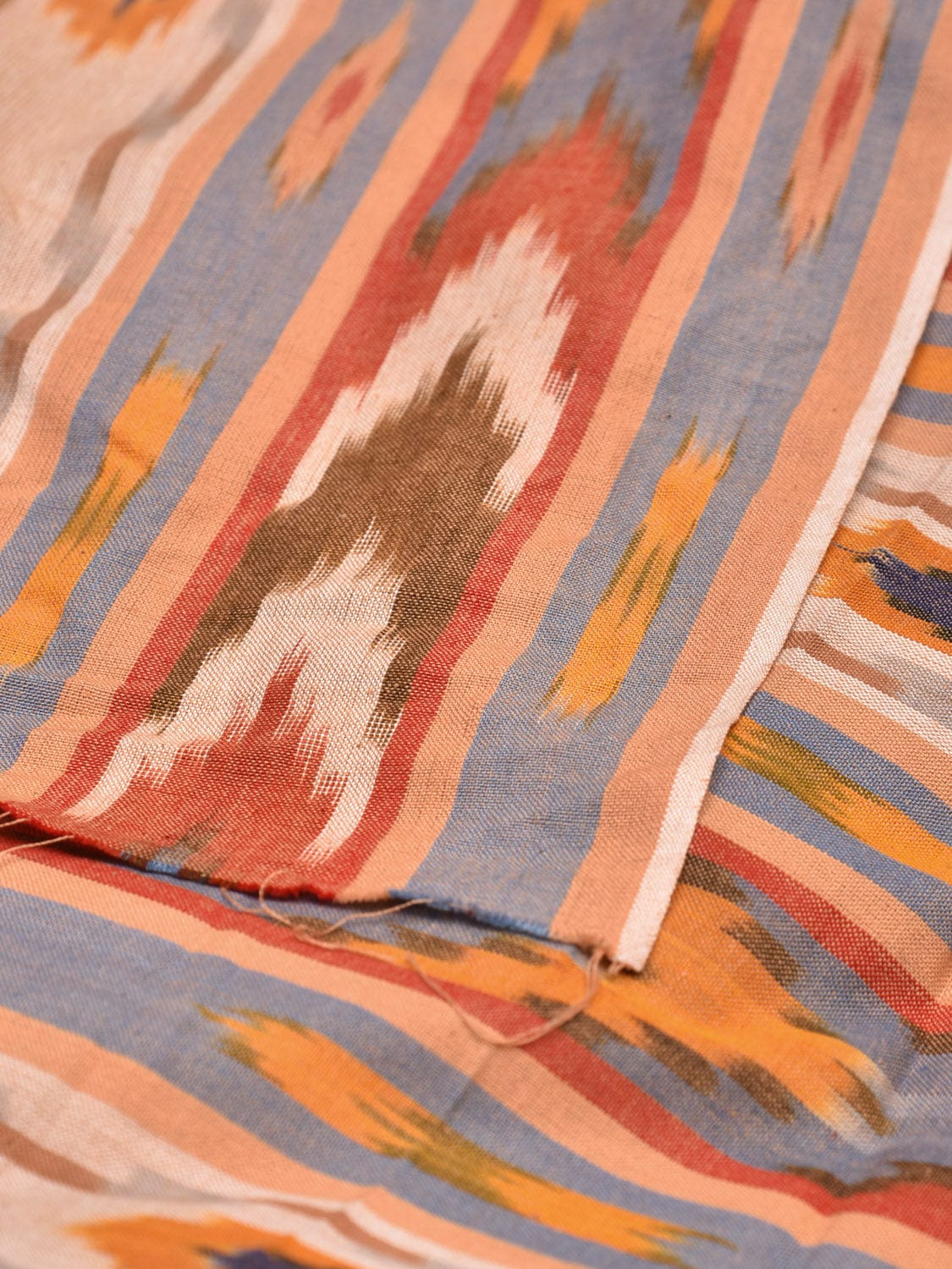 Multicolor Ikat Cotton Handloom 2.5mts Fabric with Uzbekistan Pattern Design f0261