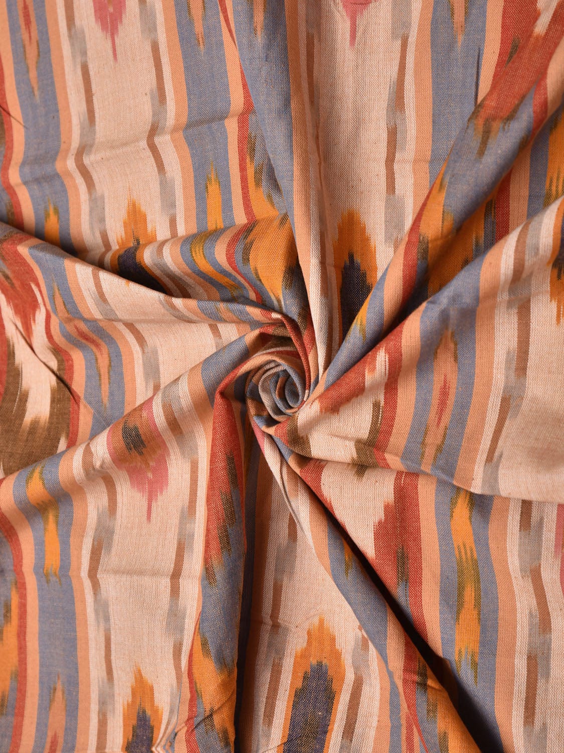 Multicolor Ikat Cotton Handloom 2.5mts Fabric with Uzbekistan Pattern Design f0261