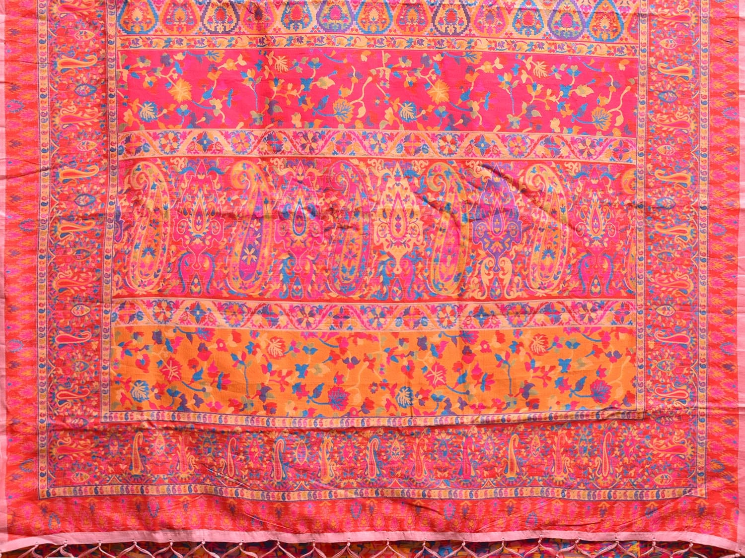 Multicolor Jacquard Cut Work Kashmiri Pashmina Design on Soft Modal Silk   o0576