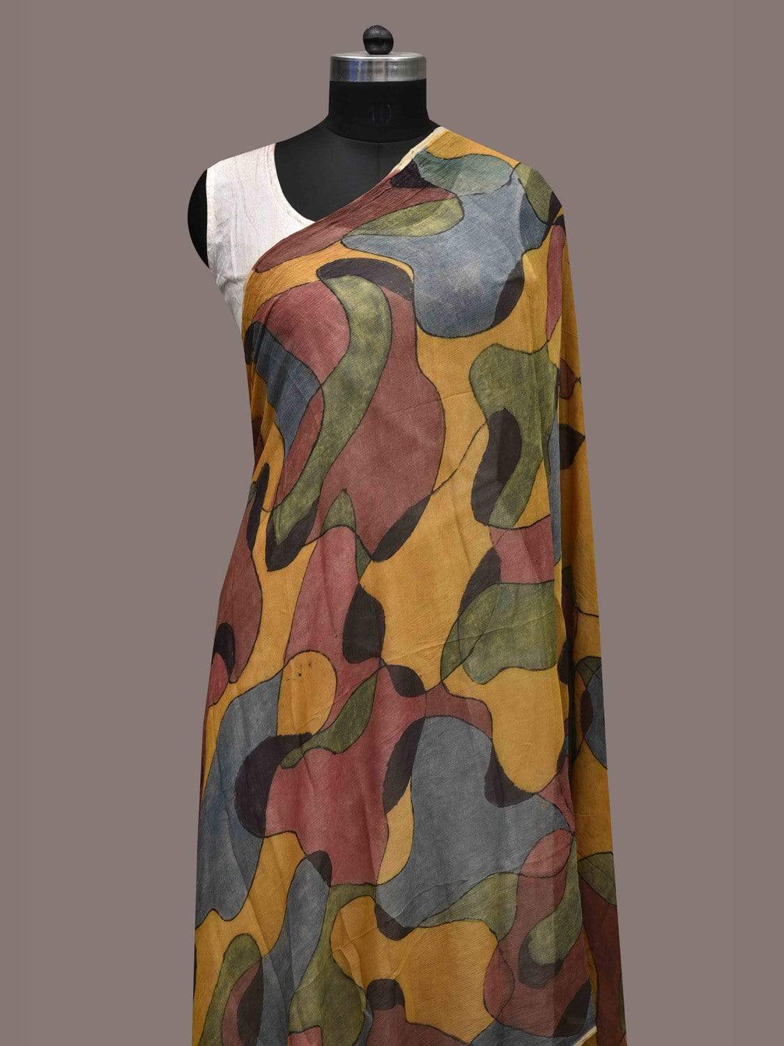 Multicolor Kalamkari Hand Painted Chiffon Dupatta with Abstract Design ds2356