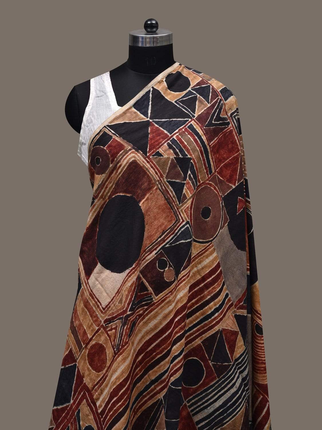 Multicolor Kalamkari Hand Painted Cotton Handloom Dupatta with Geometric Design ds2470