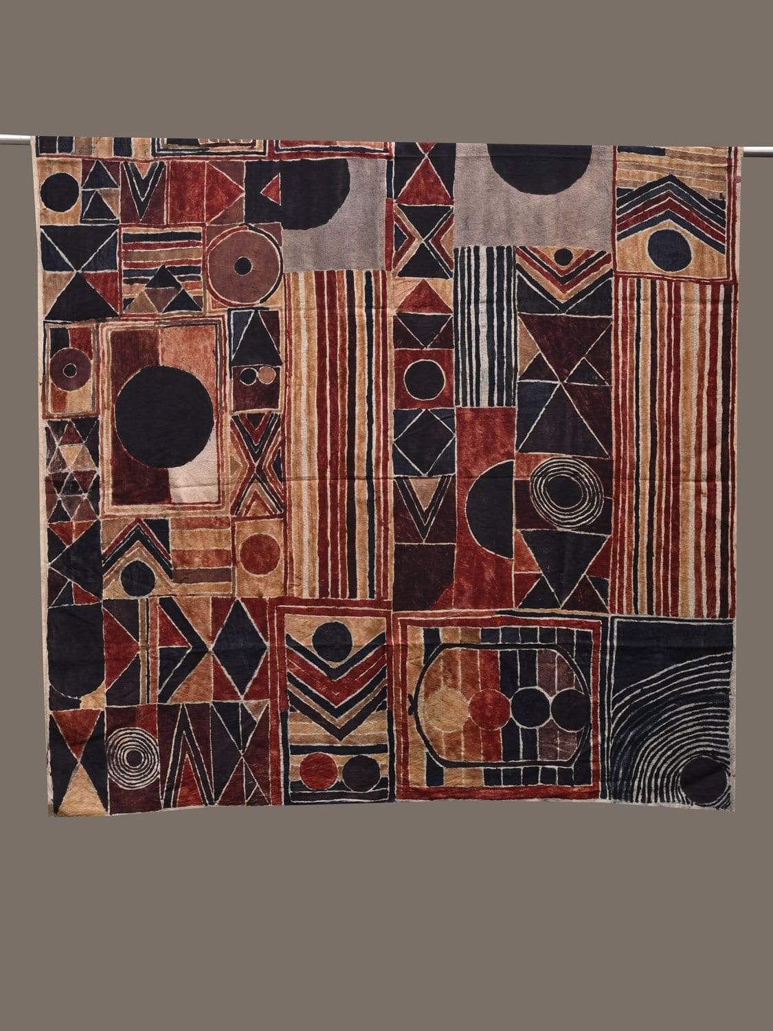 Multicolor Kalamkari Hand Painted Cotton Handloom Dupatta with Geometric Design ds2470