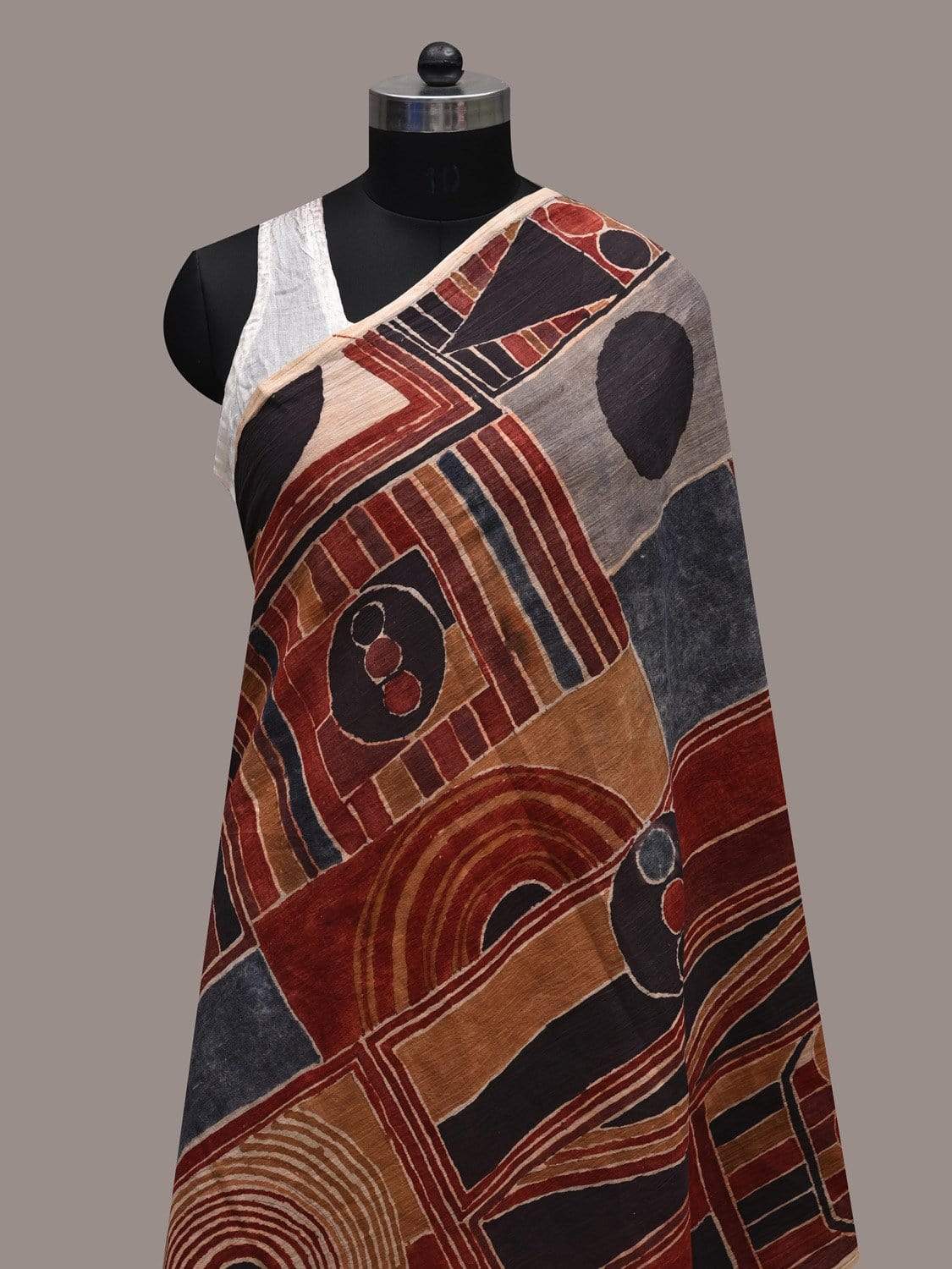 Multicolor Kalamkari Hand Painted Cotton Handloom Dupatta with Geometric Design ds2527