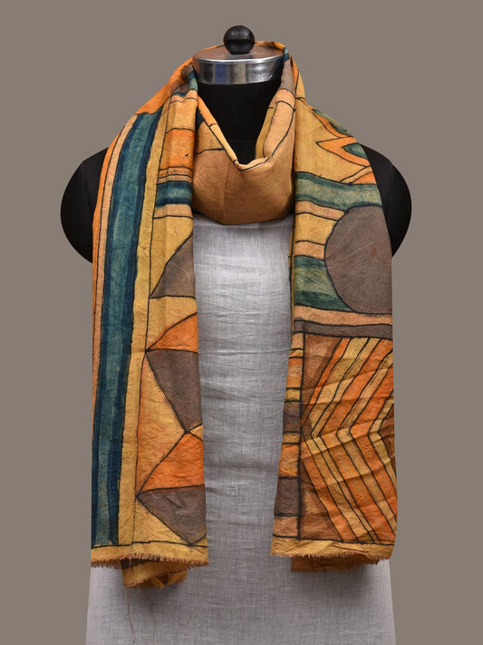 Multicolor Kalamkari Hand Painted Cotton Handloom Stole with Geometric Design ds2827