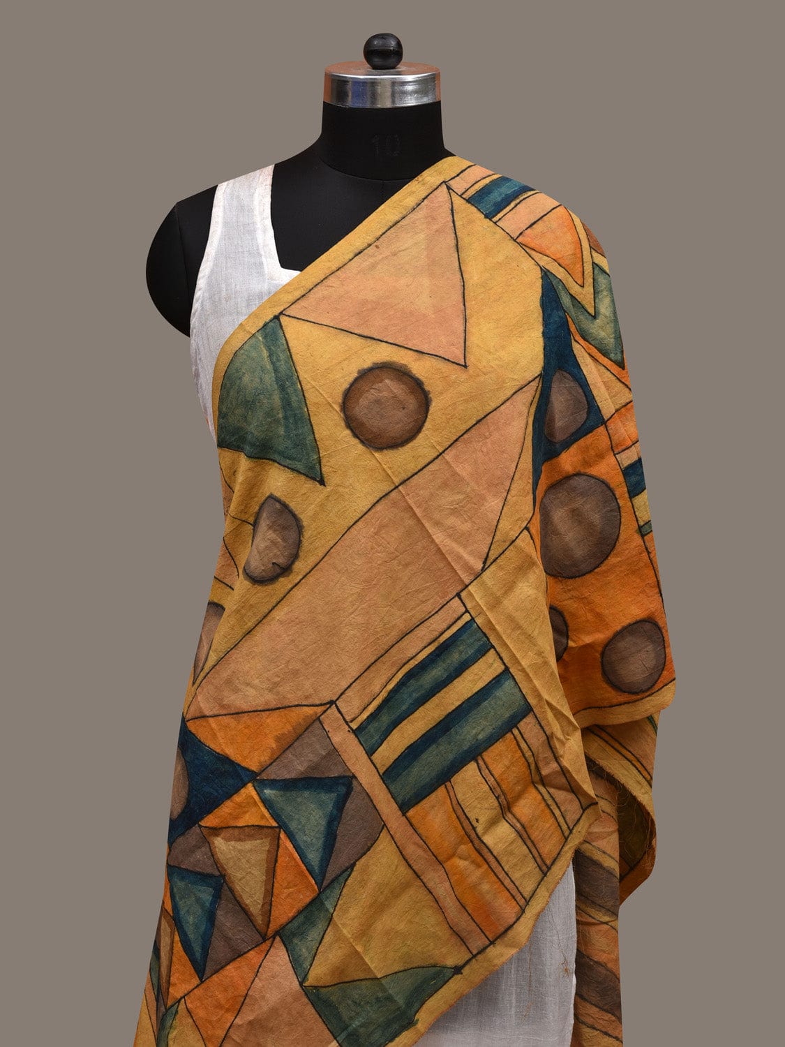 Multicolor Kalamkari Hand Painted Cotton Handloom Stole with Geometric Design ds2827