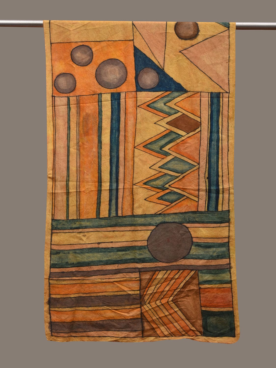 Multicolor Kalamkari Hand Painted Cotton Handloom Stole with Geometric Design ds2827