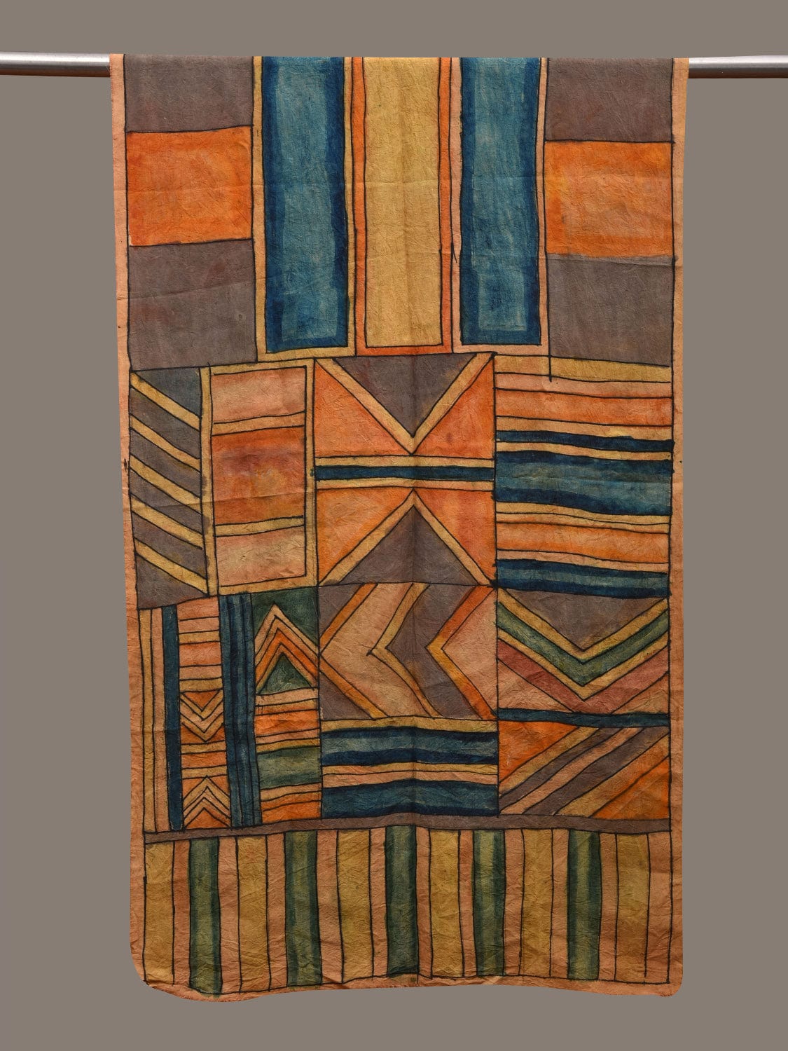 Multicolor Kalamkari Hand Painted Cotton Handloom Stole with Geometric Design ds2830