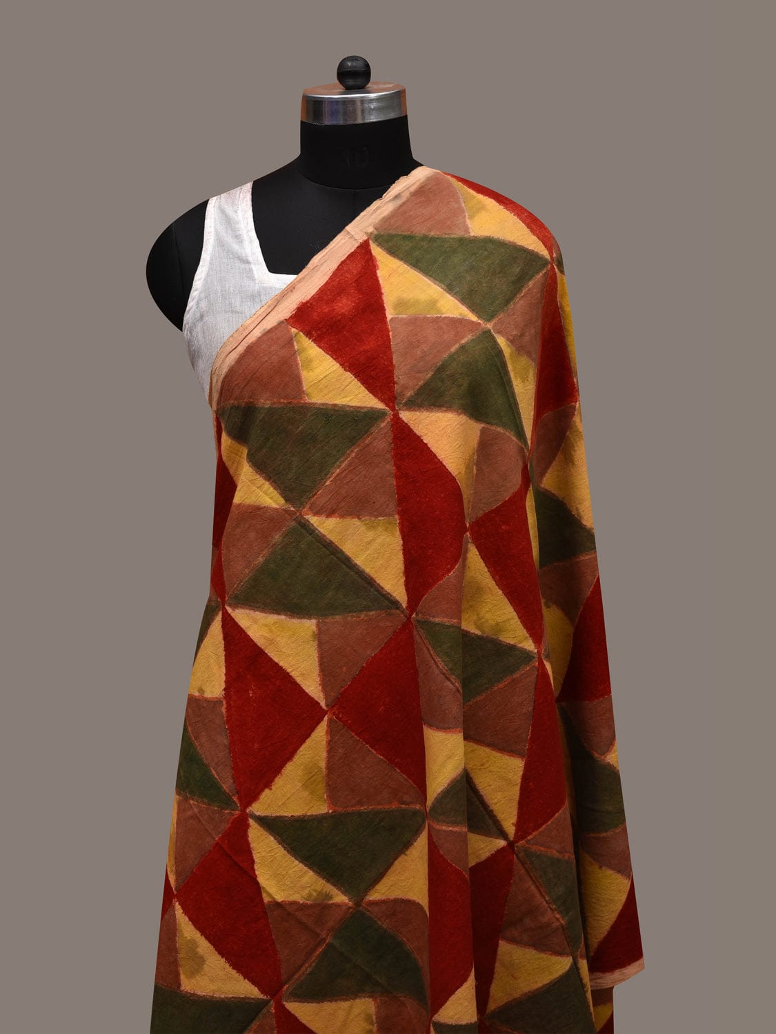 Multicolor Kalamkari Hand Painted Cotton Silk Handloom Dupatta with Geometric Design ds2703