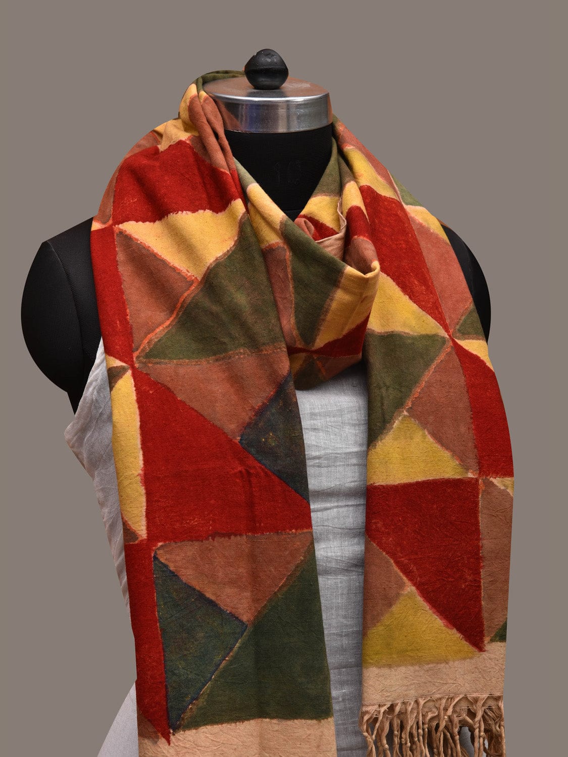 Multicolor Kalamkari Hand Painted Cotton Silk Handloom Dupatta with Geometric Design ds2703