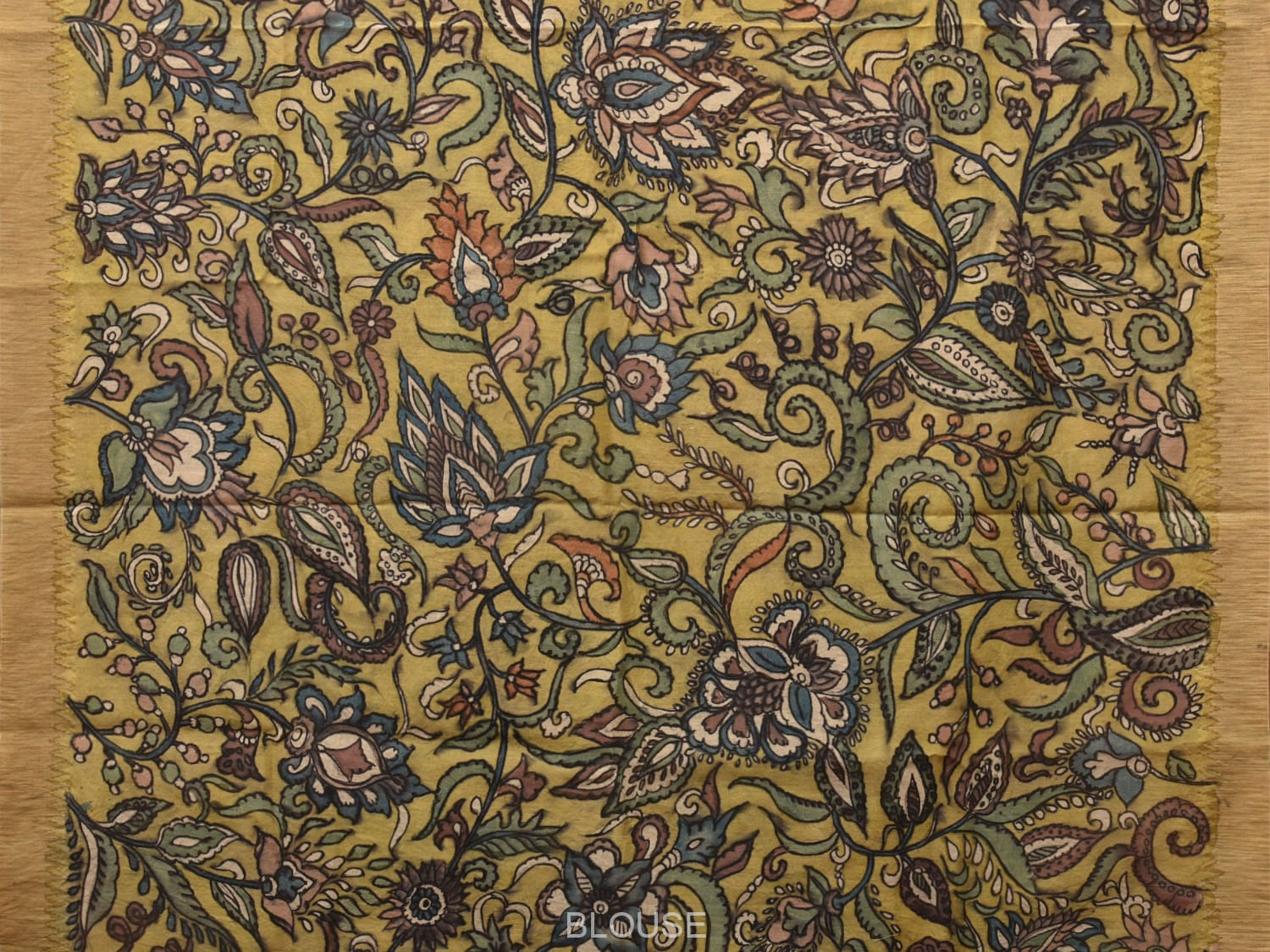 Multicolor Kalamkari Hand Painted Cotton Silk Handloom Saree With Exotic Floral and Peacocks Pallu Design KL0765