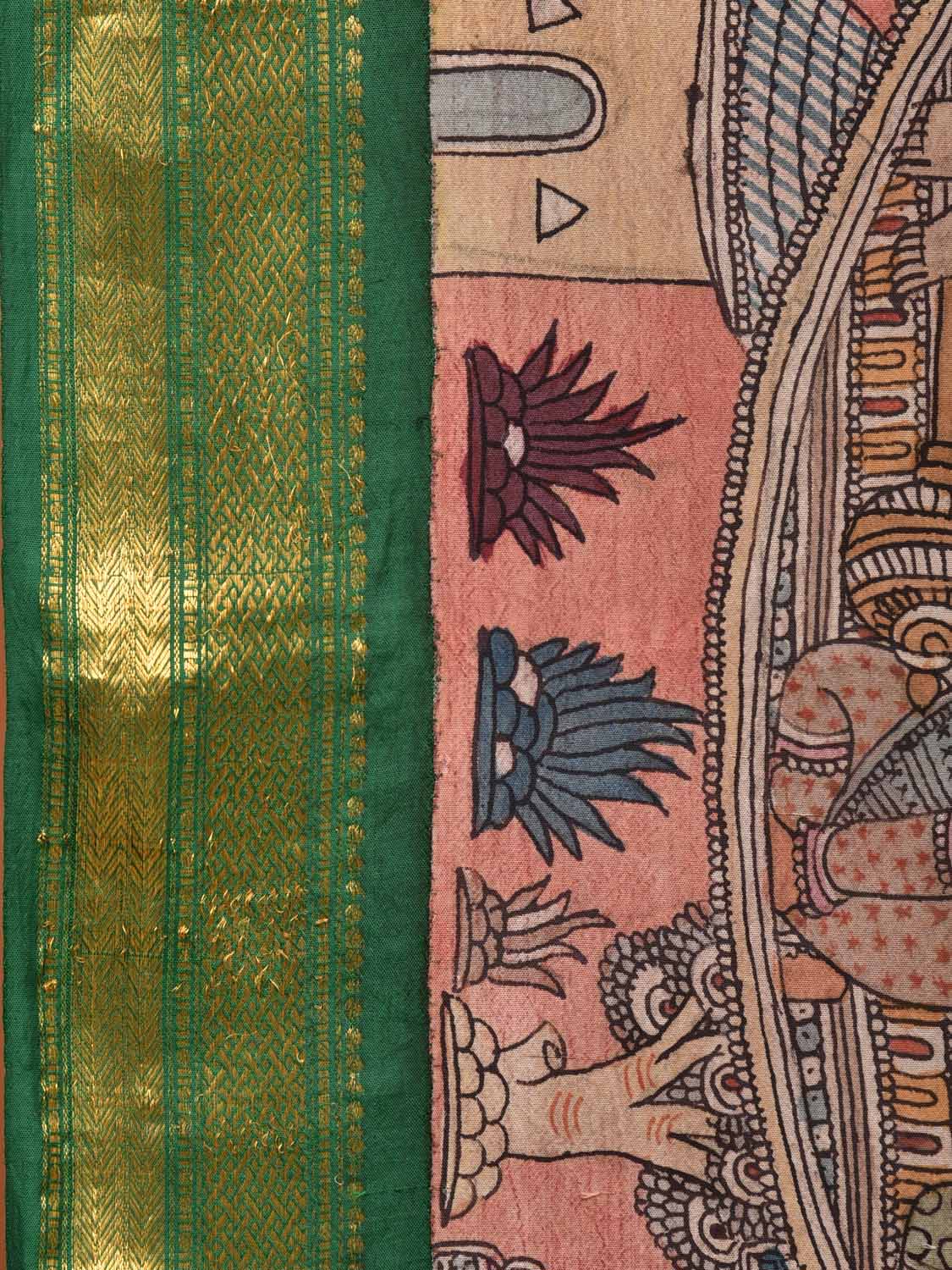Multicolor Kalamkari Hand Painted Gadwal Silk Handloom Saree with Ramayan Story Design KL0726