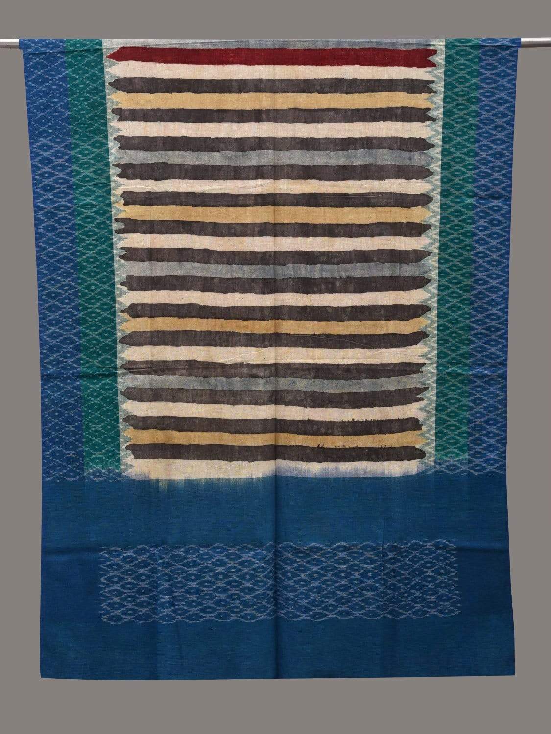 Multicolor Kalamkari Hand Painted Ikat Cotton Handloom Dupatta with Strips Design ds2573